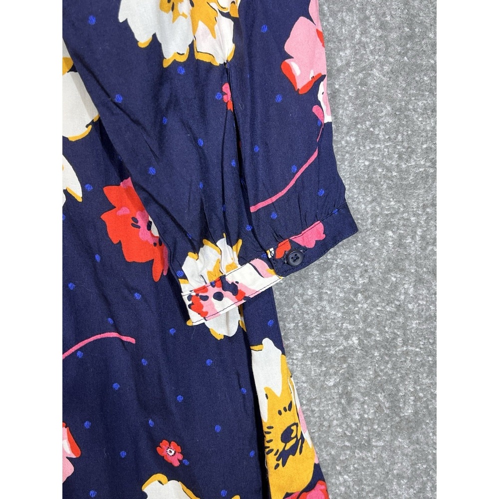 Old Navy Dress Womens Size XL Blue Floral Long Sleeve Pintuck Lace Up Neckline - Picture 7 of 9